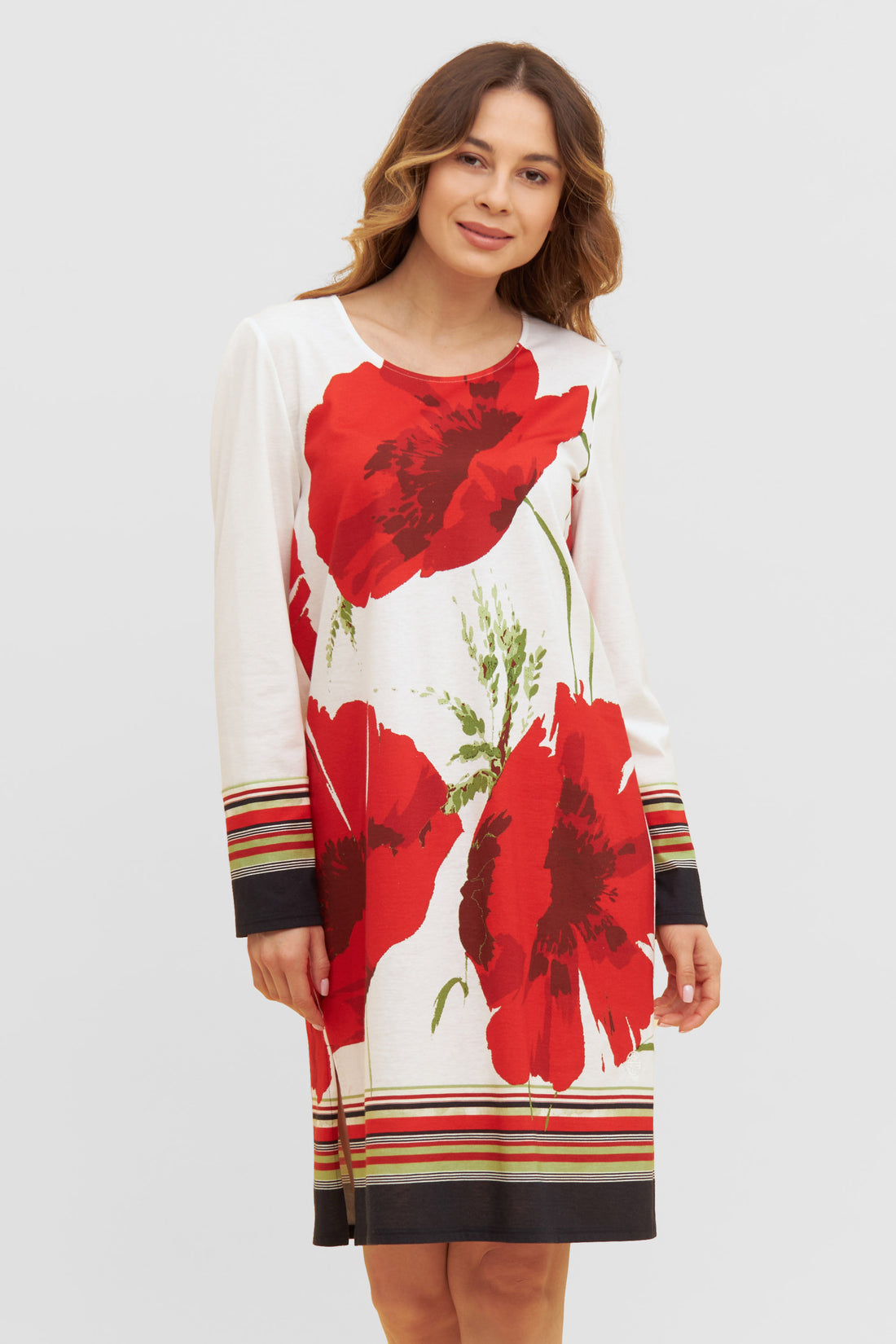 Feraud Night Dress, 1/1 Sleeve, Round Neck Christmas Pri (3231151) Placed Flowers