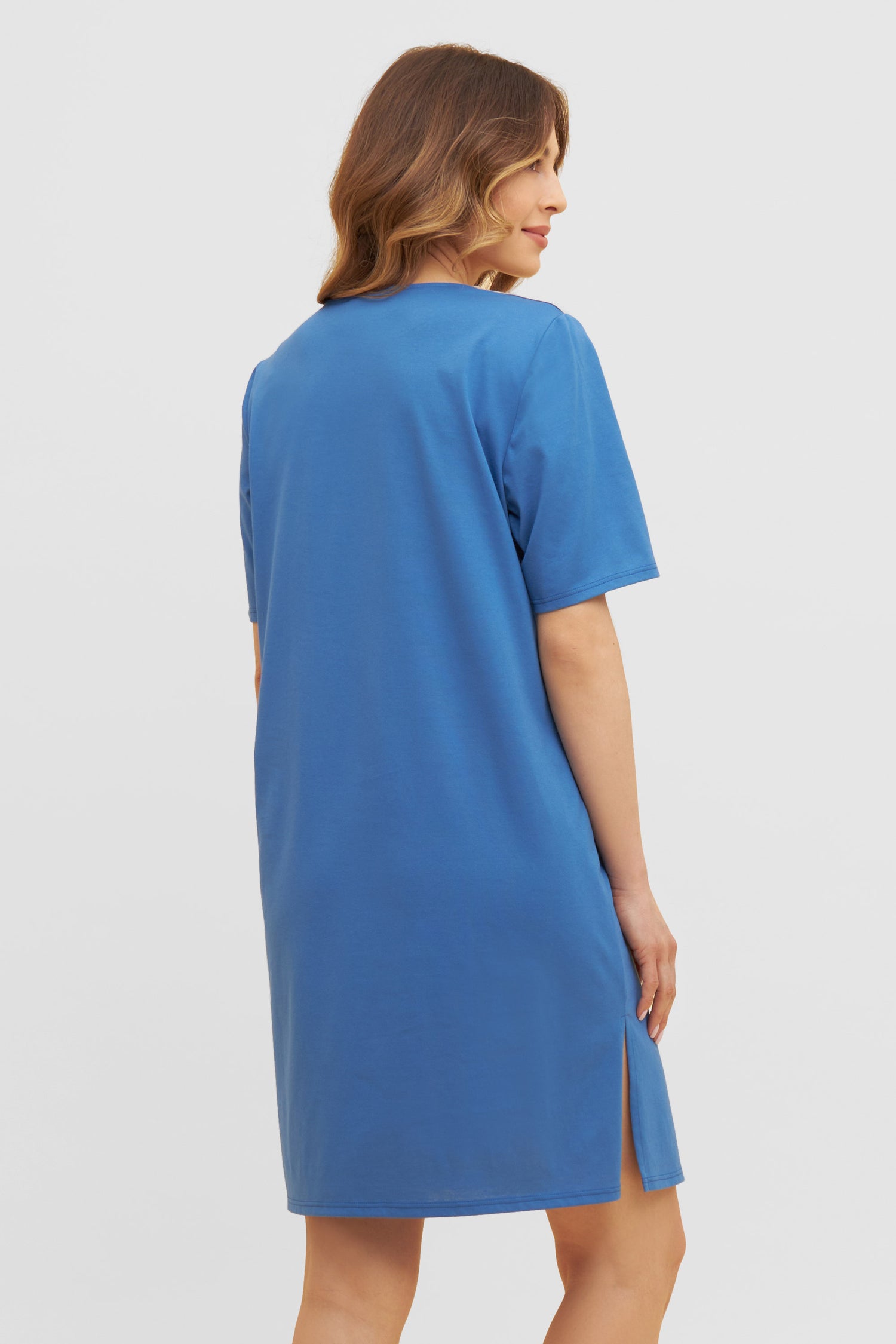 Feraud Night Dress, 1/2 Sleeve, V-Neck Colour Blocking (3231157) Colourmix Blue