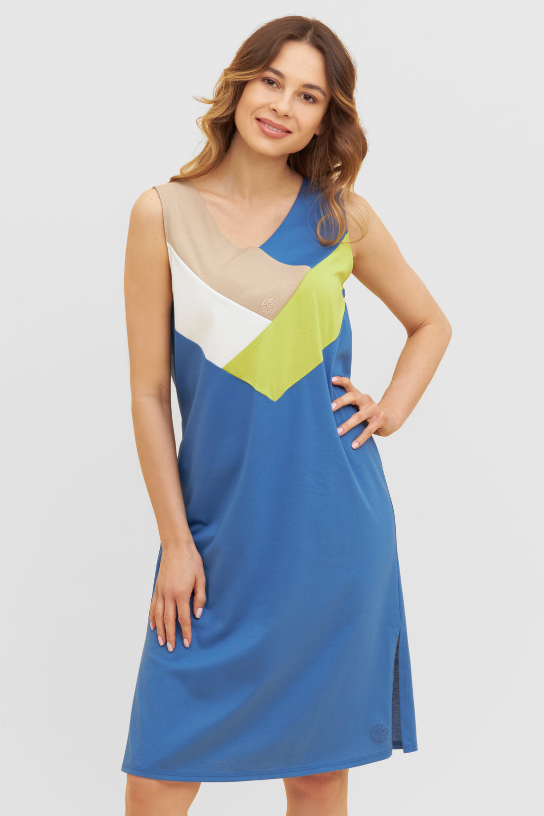Feraud Night Dress, Sleeveless, V-Neck Colour Blocking (3231158) Colourmix Blue