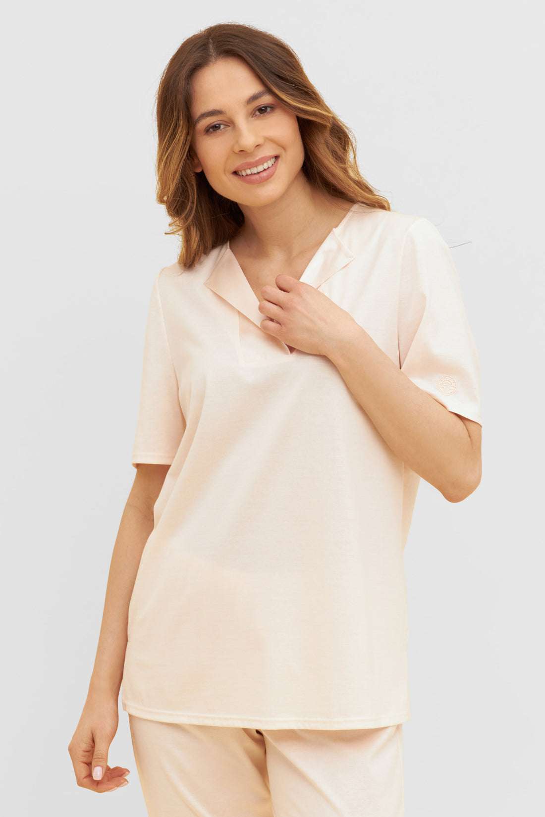 Feraud Pajama, 1/2 Sleeve, Pants 1/1, V-Neck Soft L (3231166) Peach