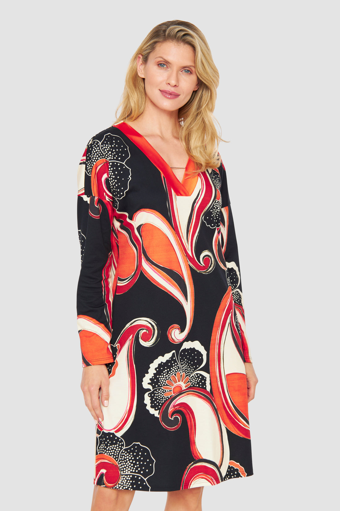 Feraud Night Dress, 1/1 Sleeve, V-Neck Couture Paisley (3231259) Big Paisley