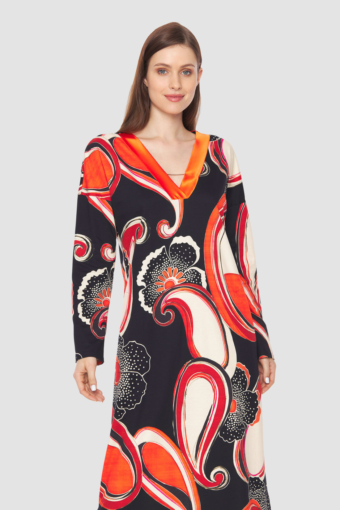 Feraud Night Dress, 1/1 Sleeve, V-Neck, Pockets Couture (3231260) Big Paisley