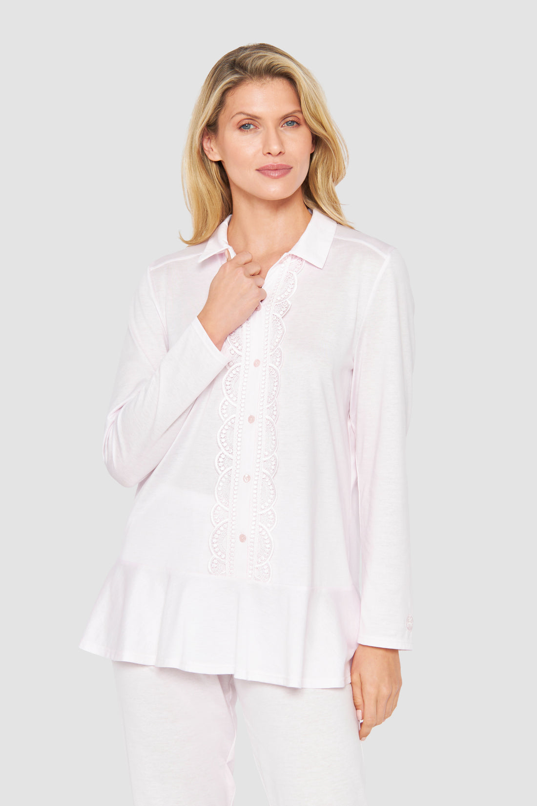 Feraud Pajama, 1/1 Sleeve, Pants, 1/1, Collar, Butt (3231285) Rose
