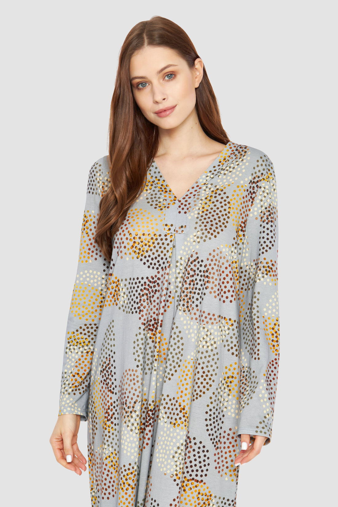 Feraud Night Dress, 1/1 Sleeve, V-Neck Print Dots (3231298) Multicolor Dots