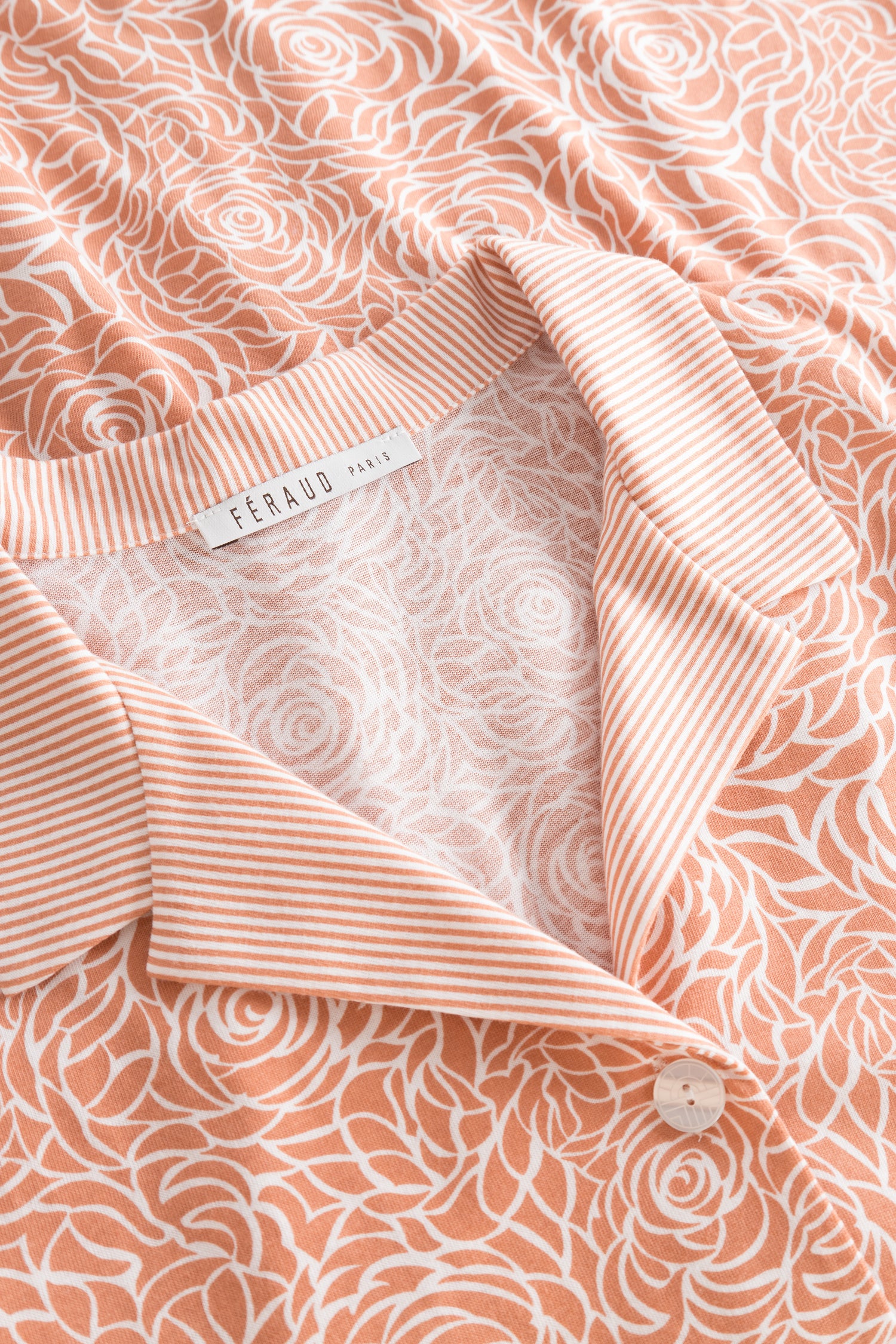Feraud Pajama, 1/1 Sleeve, Pants 1/1, Lapel Collar, (3231314) Flower Stripe