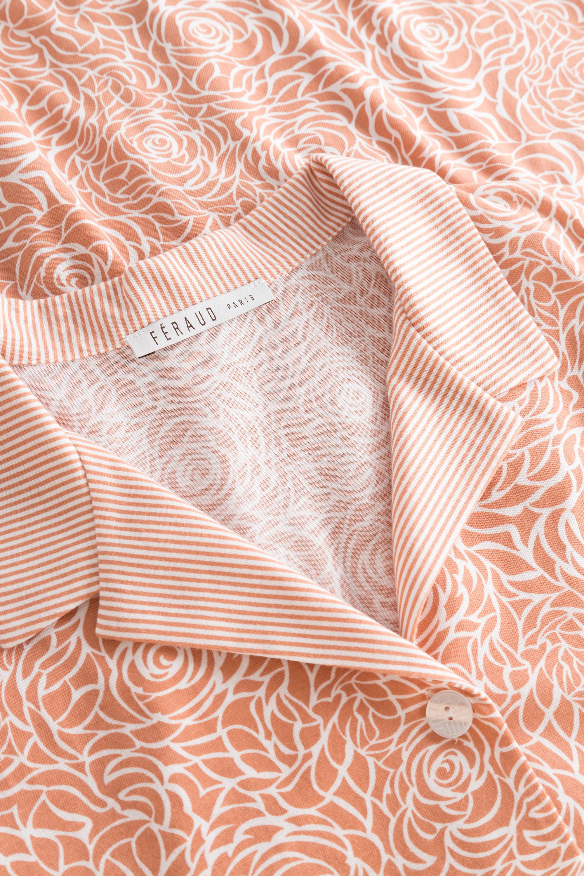 Feraud Pajama, 1/1 Sleeve, Pants 1/1, Lapel Collar, (3231314) Flower Stripe