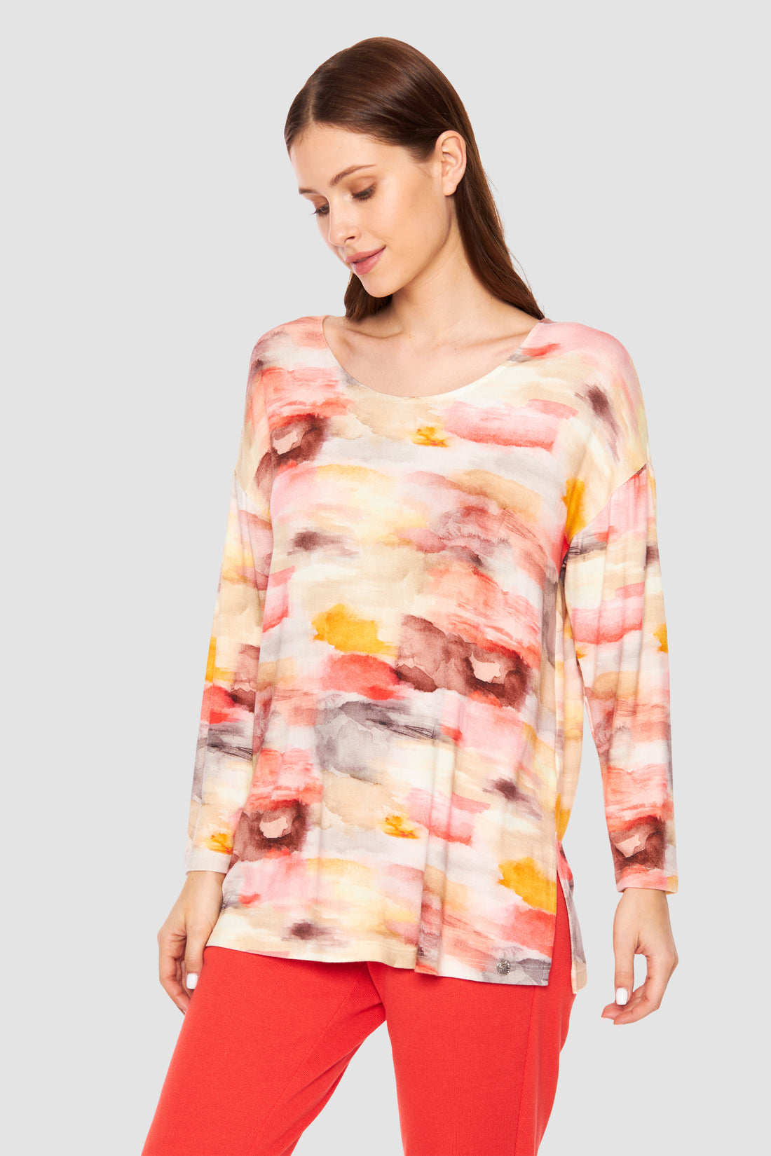 Feraud Shirt, 1/1 Sleeve, Round Neck Knit Print (3231322) Sunrise-Multicolor
