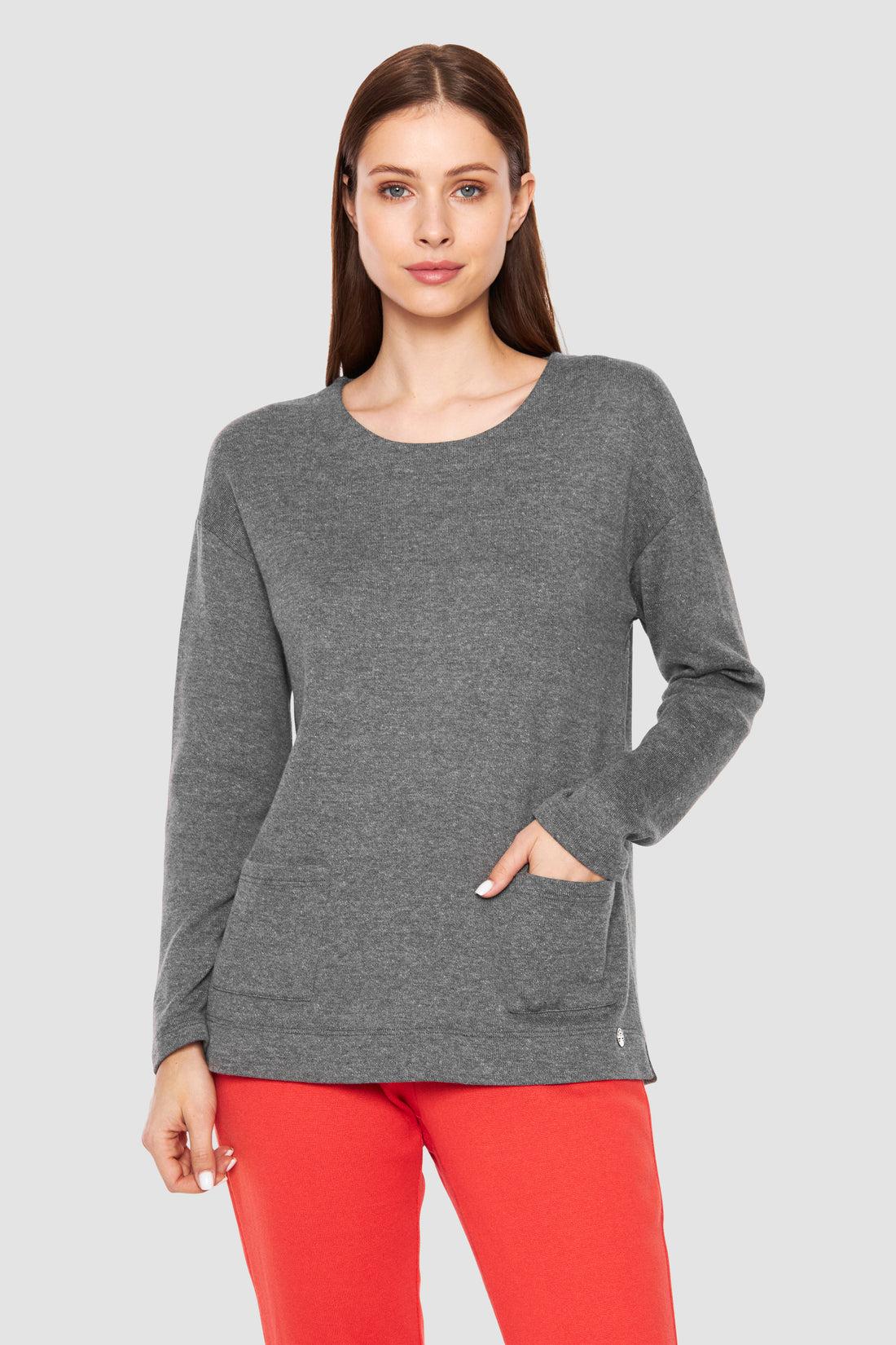 Feraud Shirt, 1/1 Sleeve, Round Neck, Pockets K (3231324) Heather Dark Grey