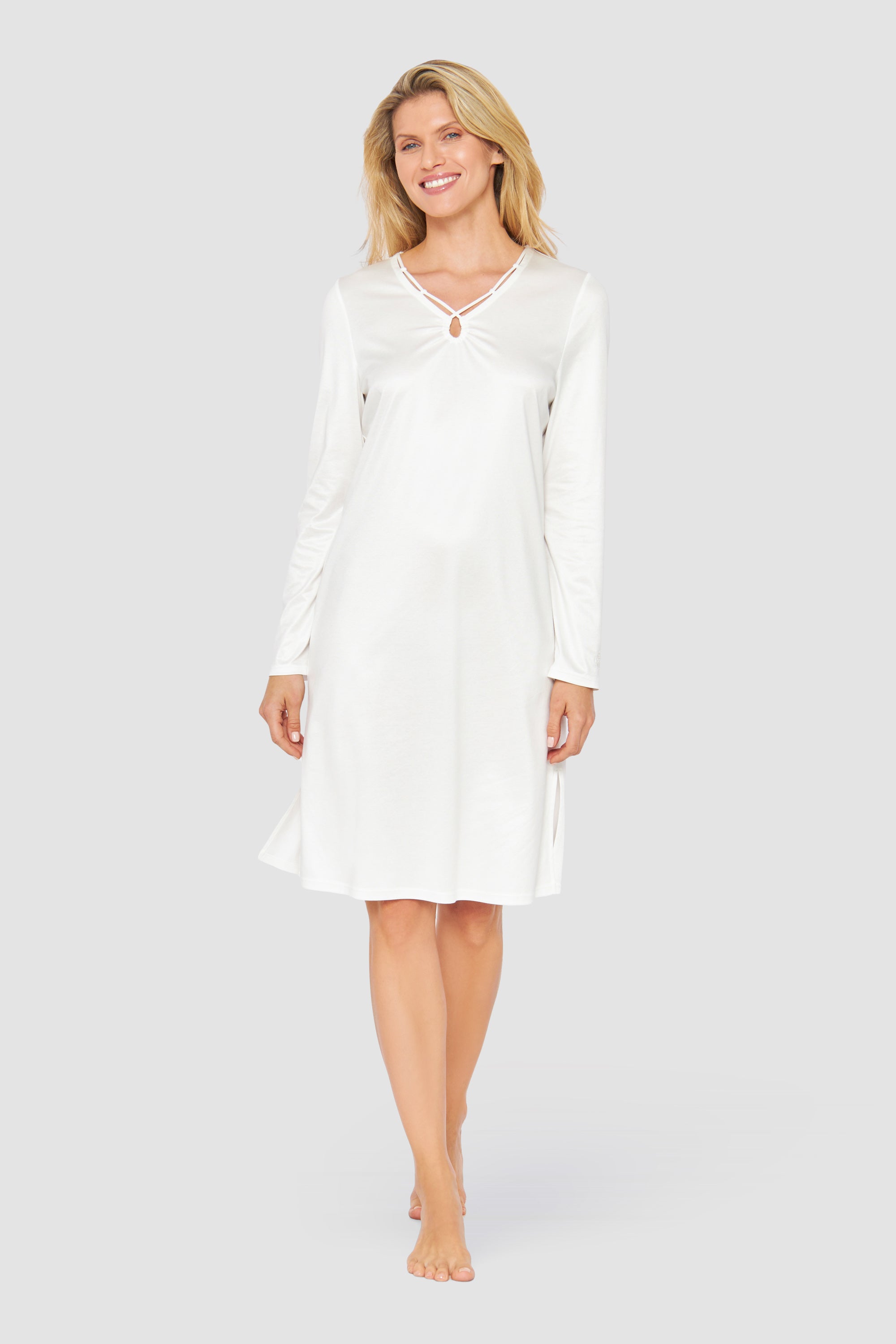 Feraud Night Dress, 1/1 Sleeve, V-Neck Raffinesse (3231346) Ivory