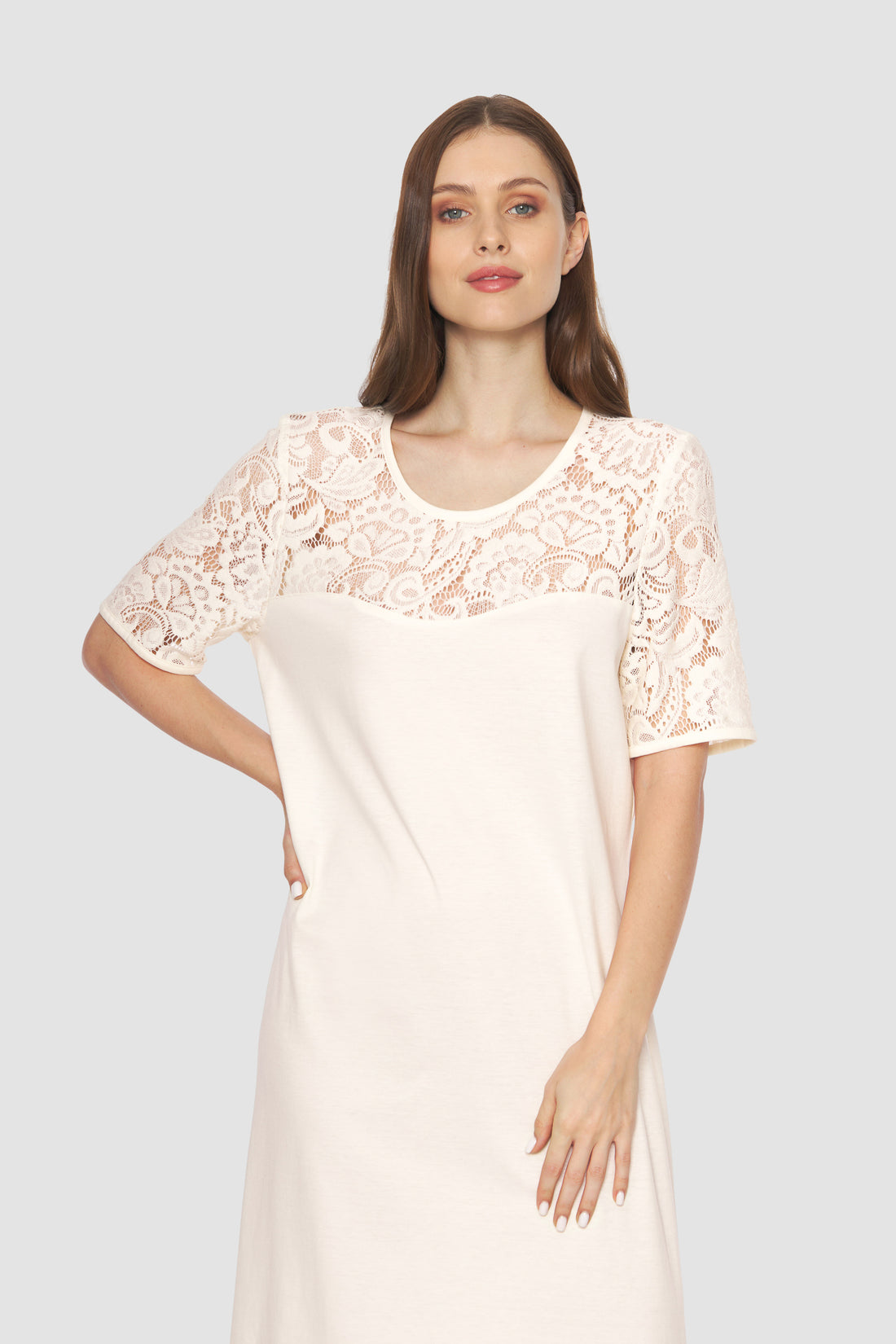 Feraud Night Dress, 1/2 Sleeve, Round Neck Romantic Lace (3231365) Soft Touch