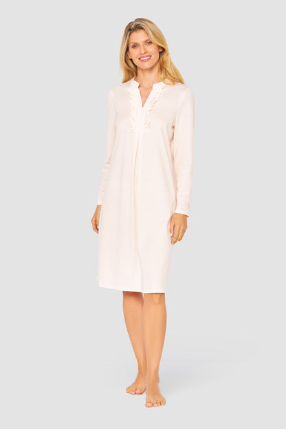 Feraud Night Dress, 1/1 Sleeve, Round Neck Volant (3231367) Peach