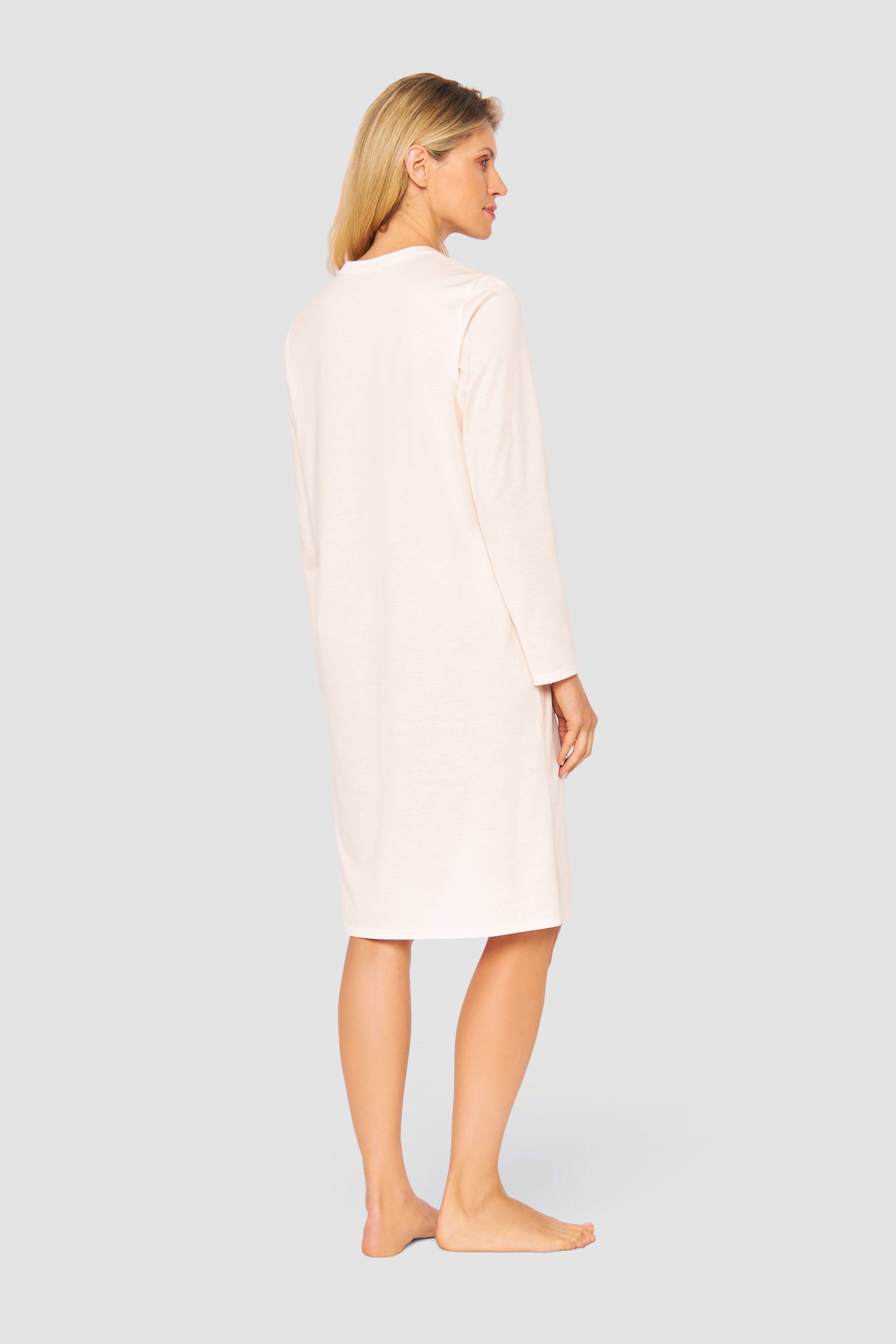 Feraud Night Dress, 1/1 Sleeve, Round Neck Volant (3231367) Peach