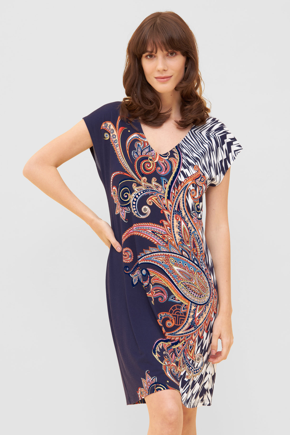 Feraud Beach Dress, Overcut, V-Neck Atlantis Paisley (3235120) Big Paisley