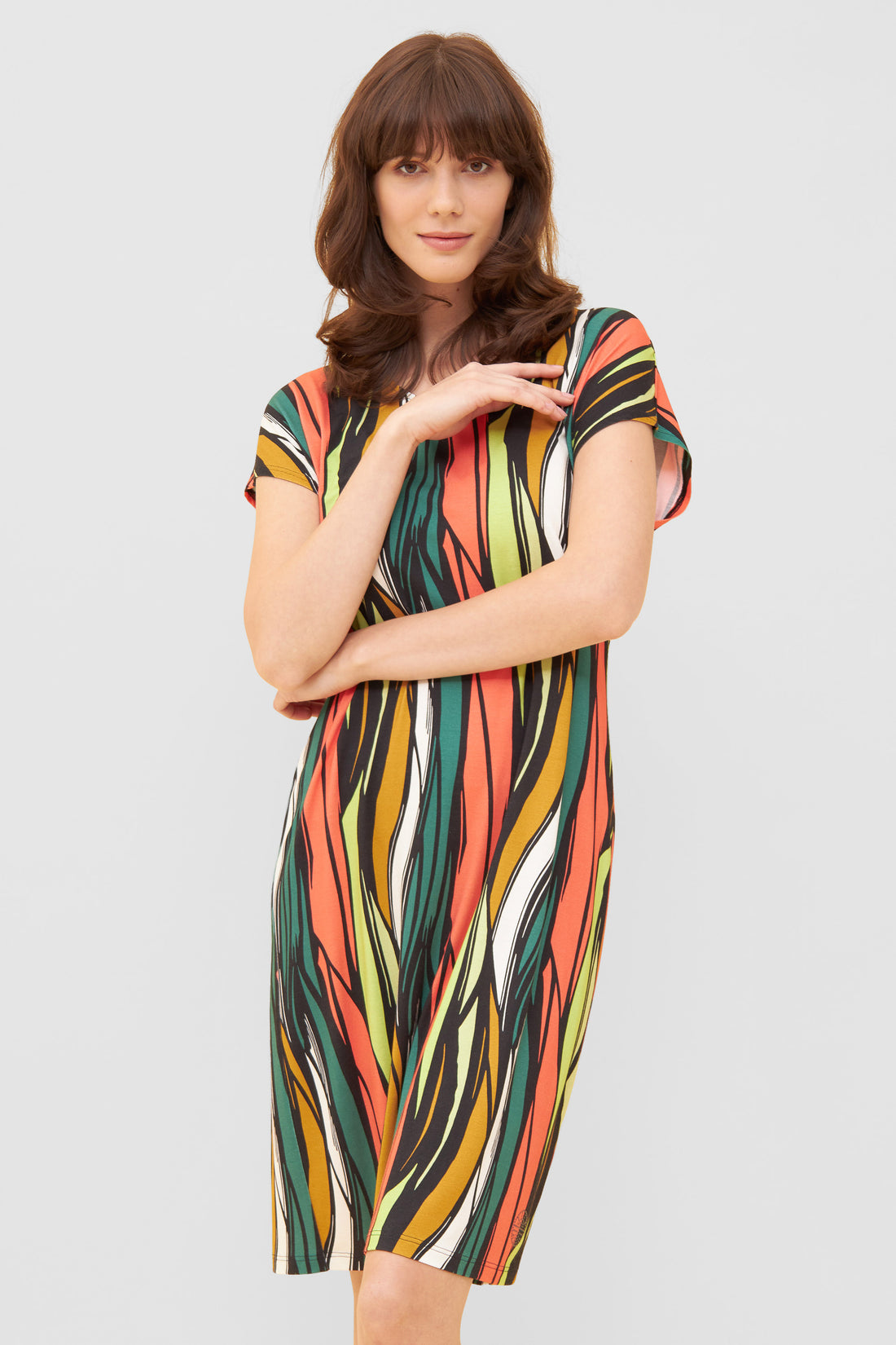 Feraud Beach Dress, Overcut, Round Neck Jungle Vines (3235145) Multicolor Grafik