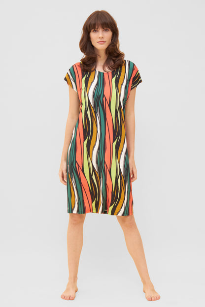 Feraud Beach Dress, Overcut, Round Neck Jungle Vines (3235145) Multicolor Grafik