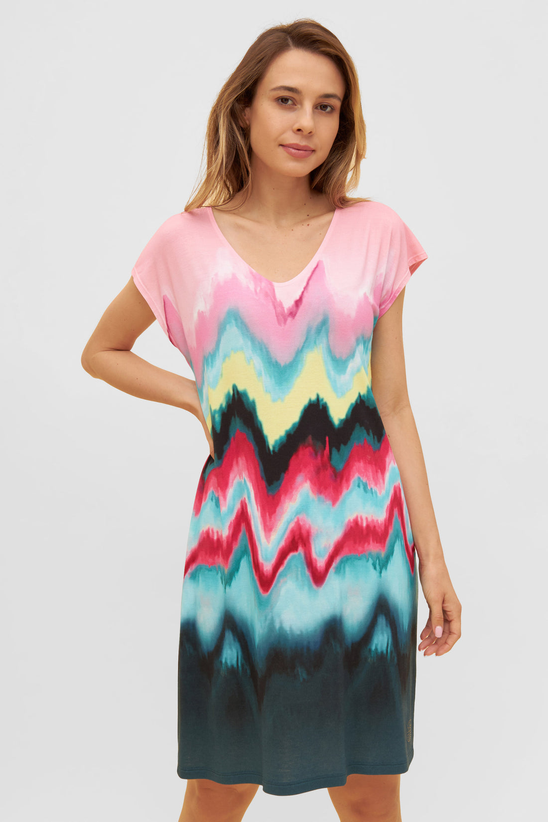 Feraud Beach Dress, Sleeveless Colored Waves (3235160) Dynamic Print