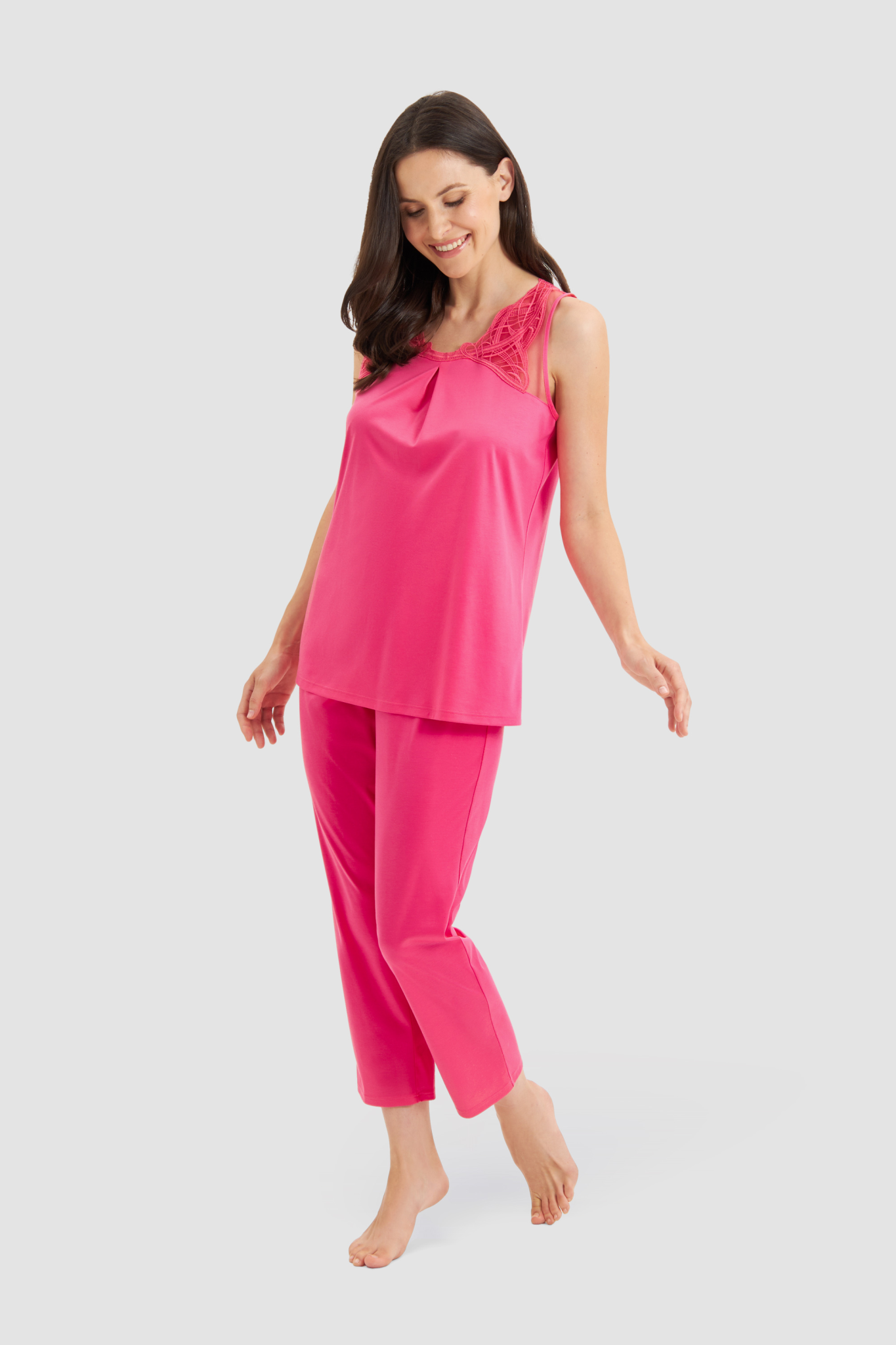 Féraud Pyjamas on model in Raspberry