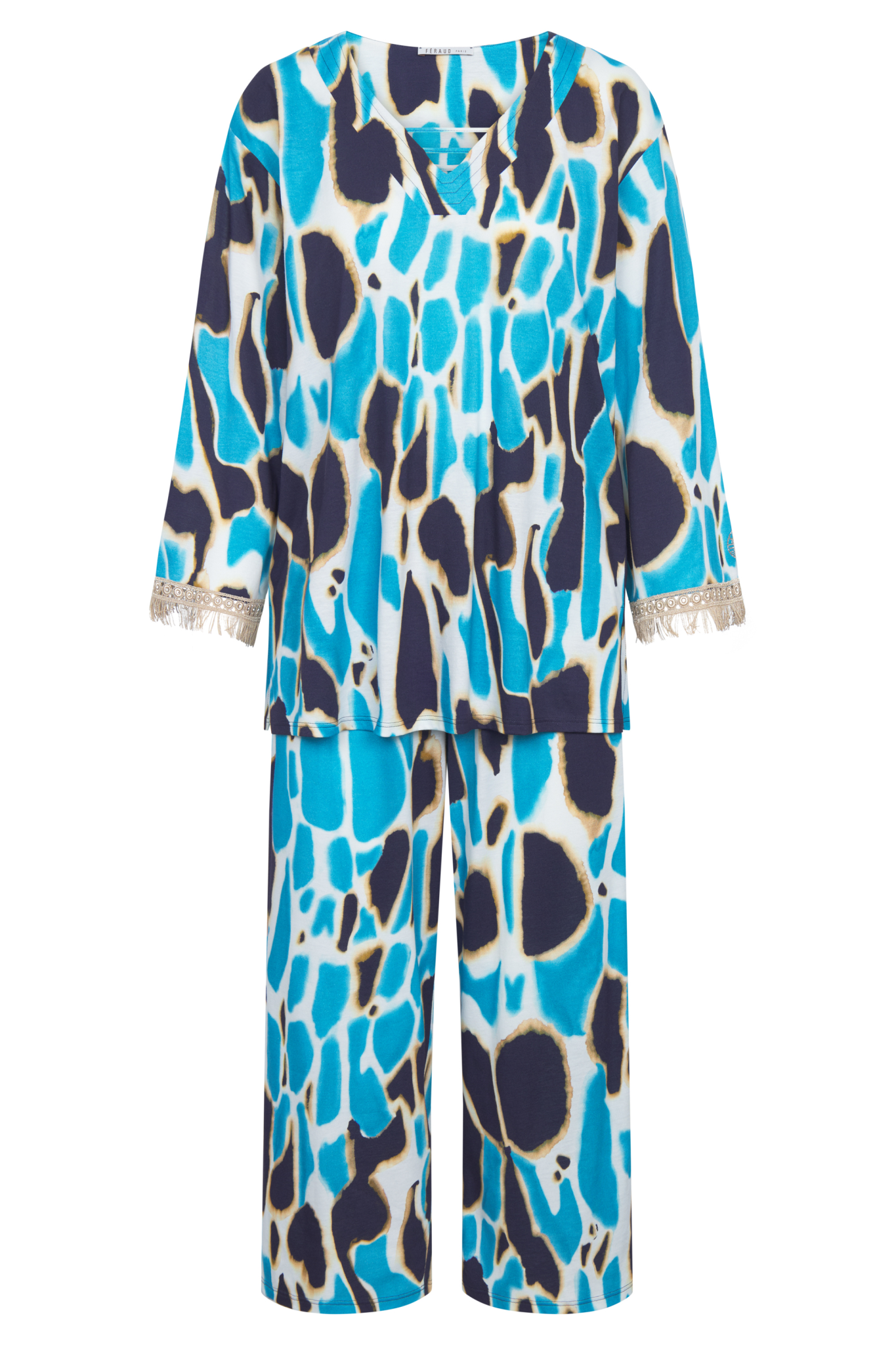 Féraud Pyjamas front view in Leo Couture