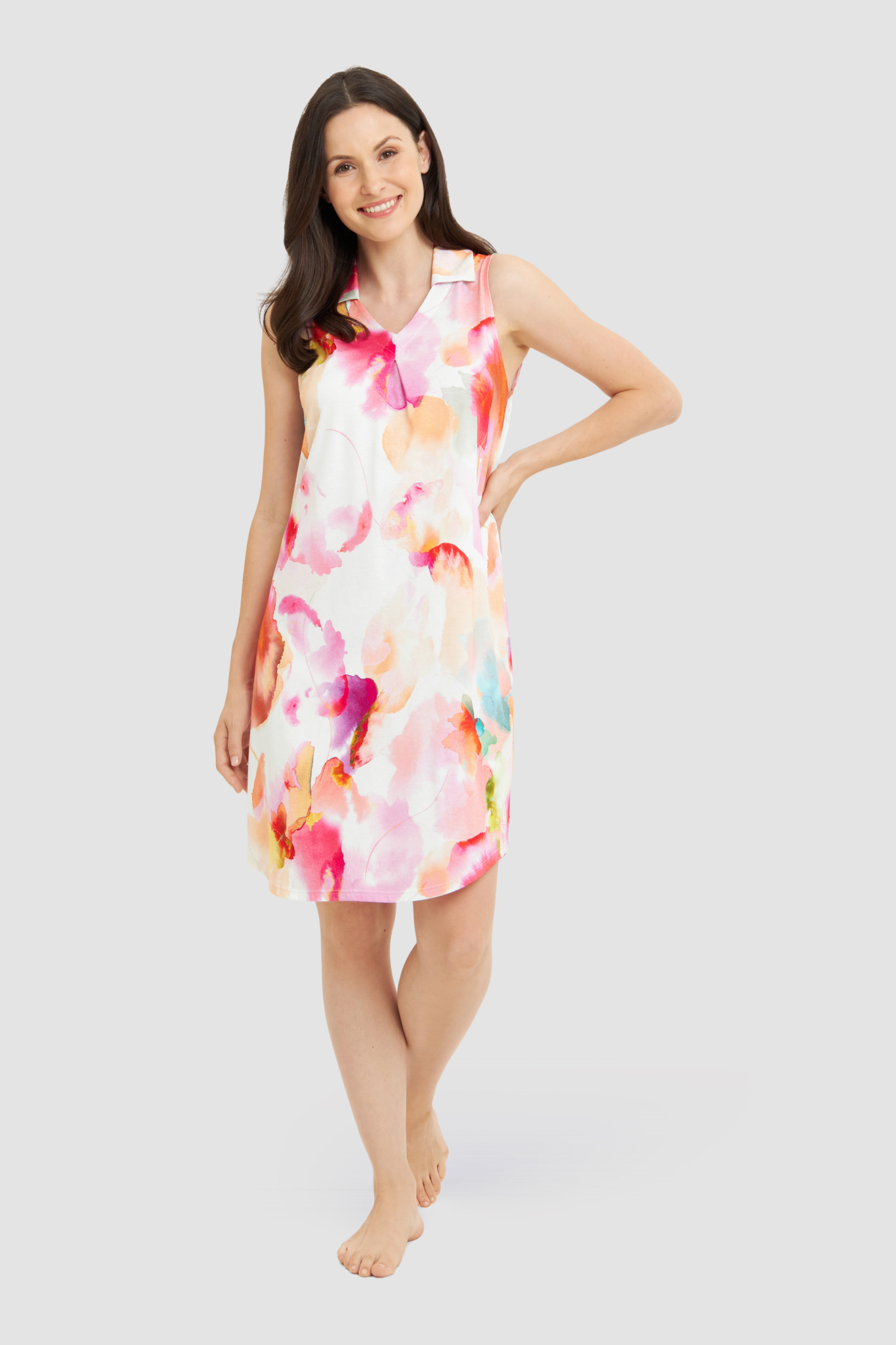Féraud Nightgown on model in Fancy Flower