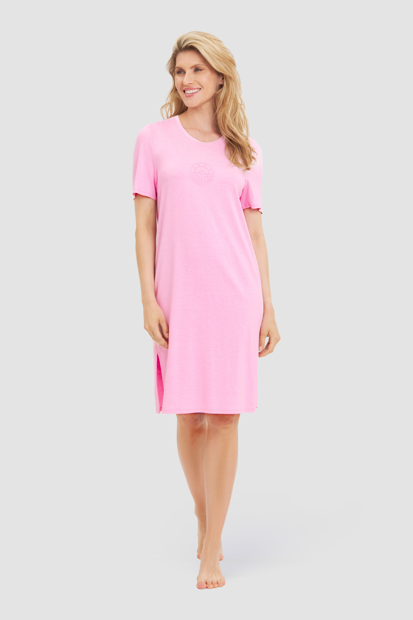 Féraud Nightgown on model in Heather Rose