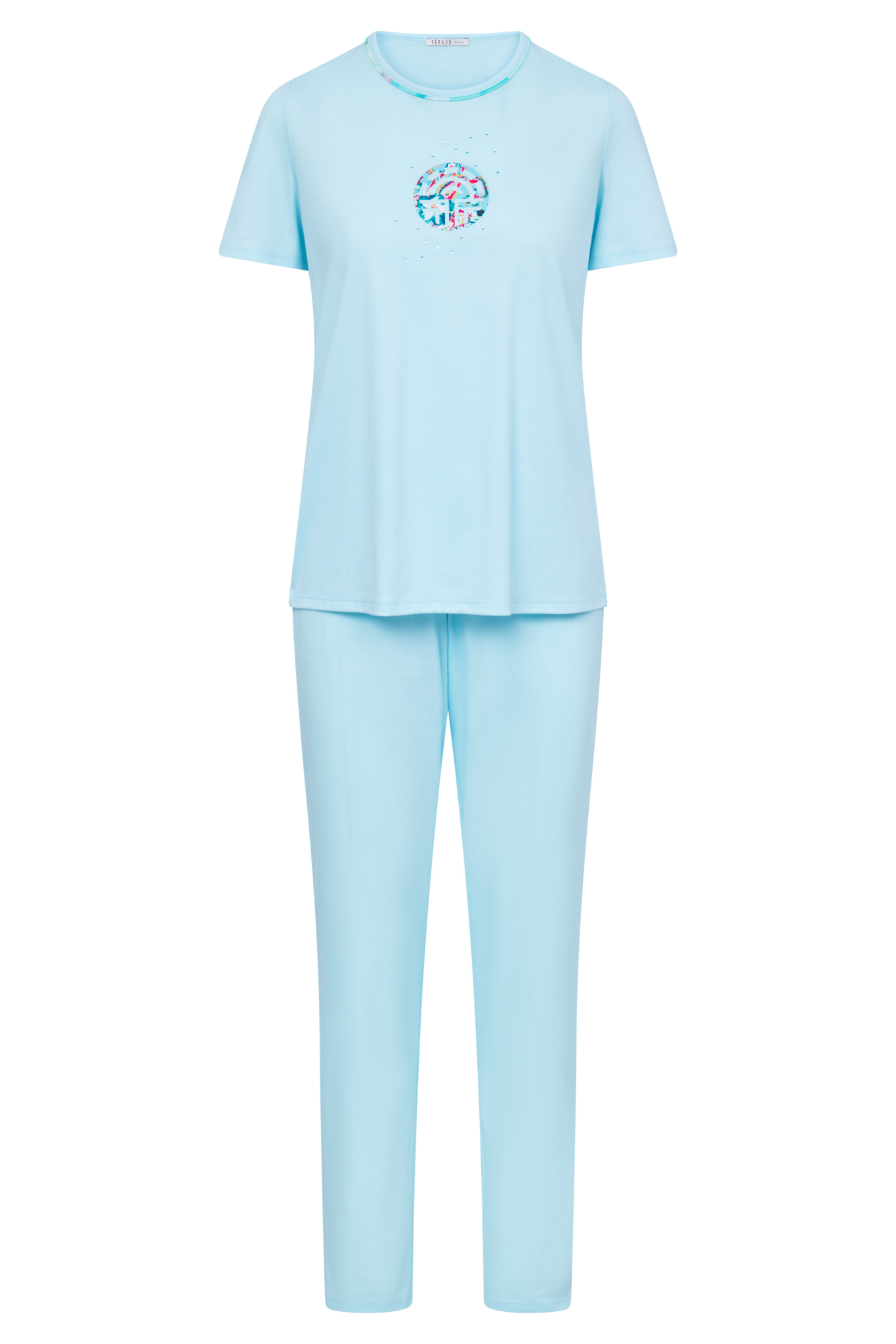 Féraud Pyjamas front view in Turquoise