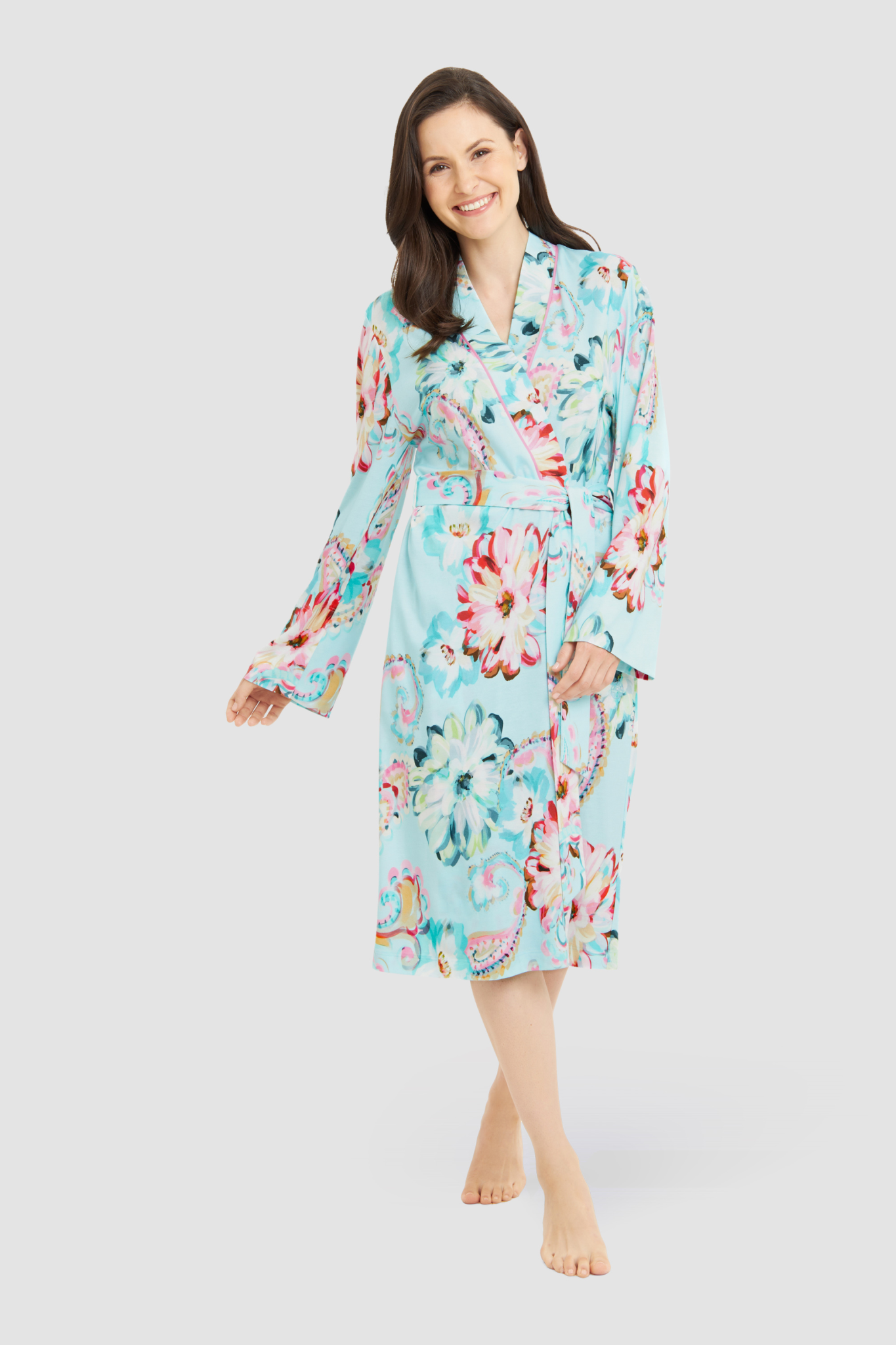 Féraud Robe on model in Big Paisley