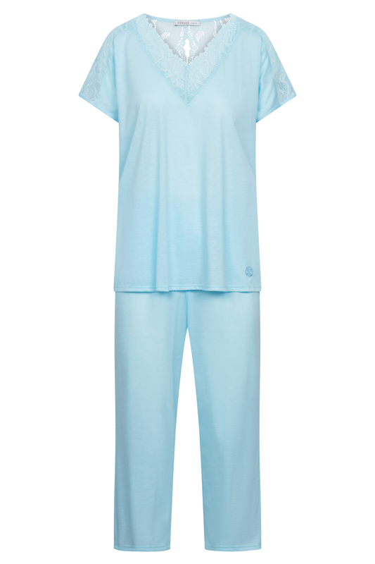 Féraud Pyjamas front view in Turquoise