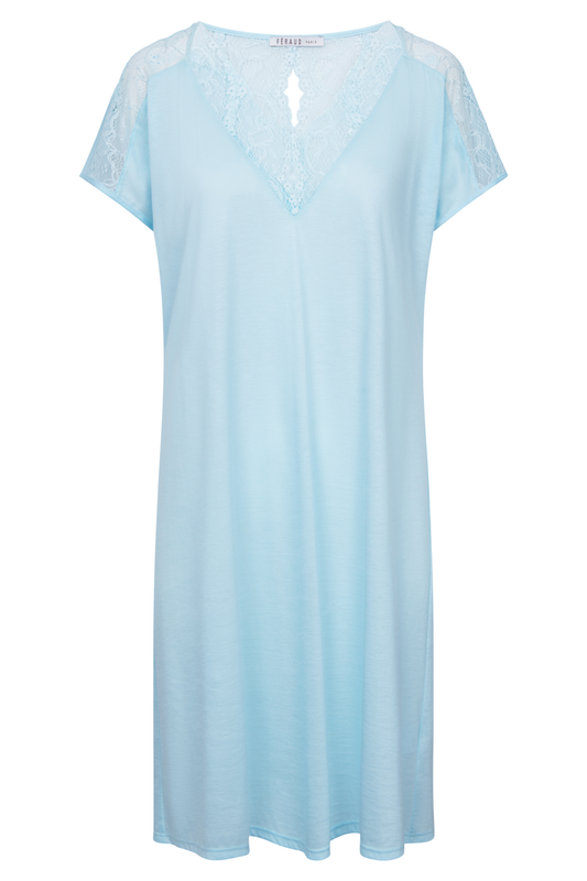 Féraud Nightgown front view in Turquoise