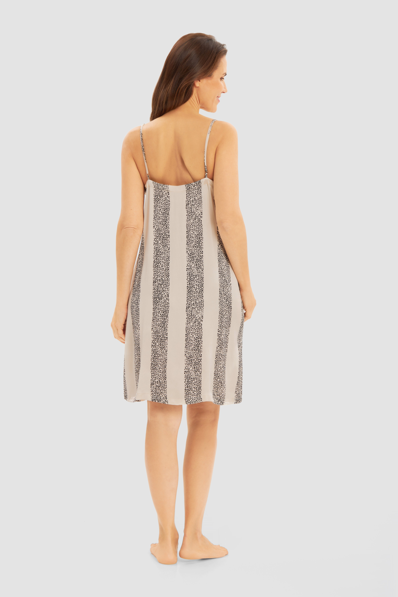 Féraud Nightgown back view in Stripe Black