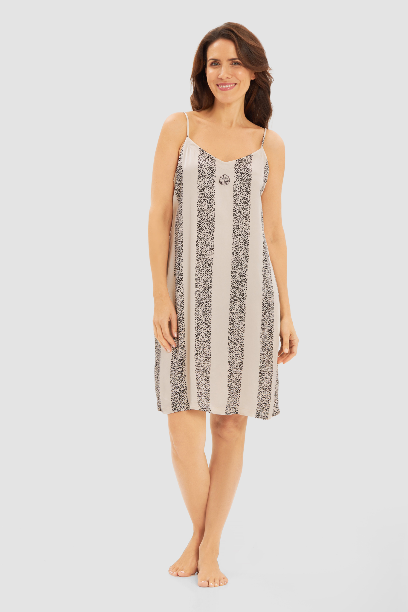 Féraud Nightgown on model in Stripe Black