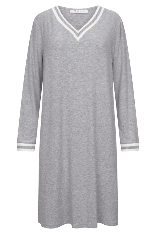 Féraud Nightgown front view in Heather Grey