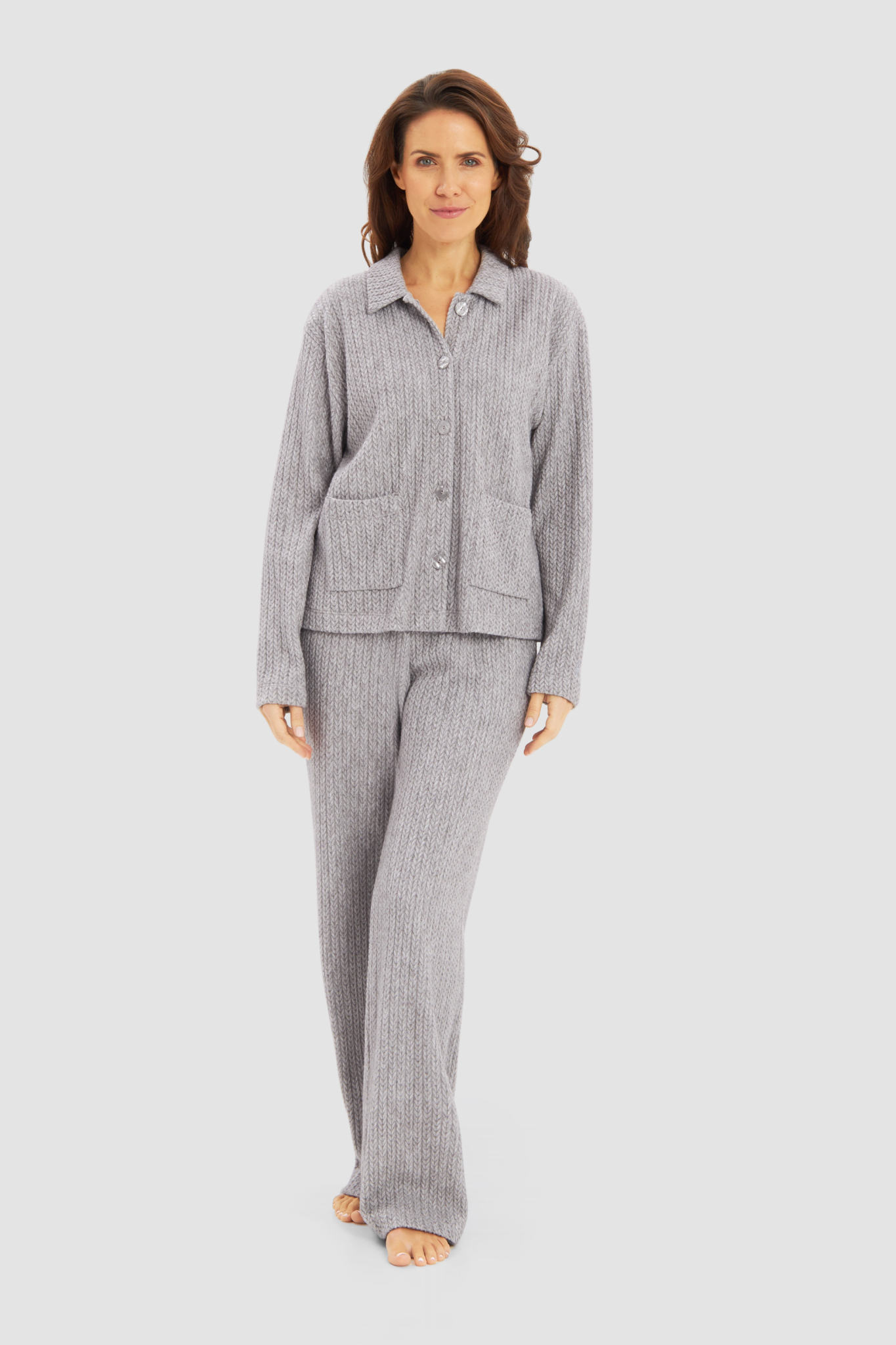 Féraud Lounge Set on model in Heather Grey