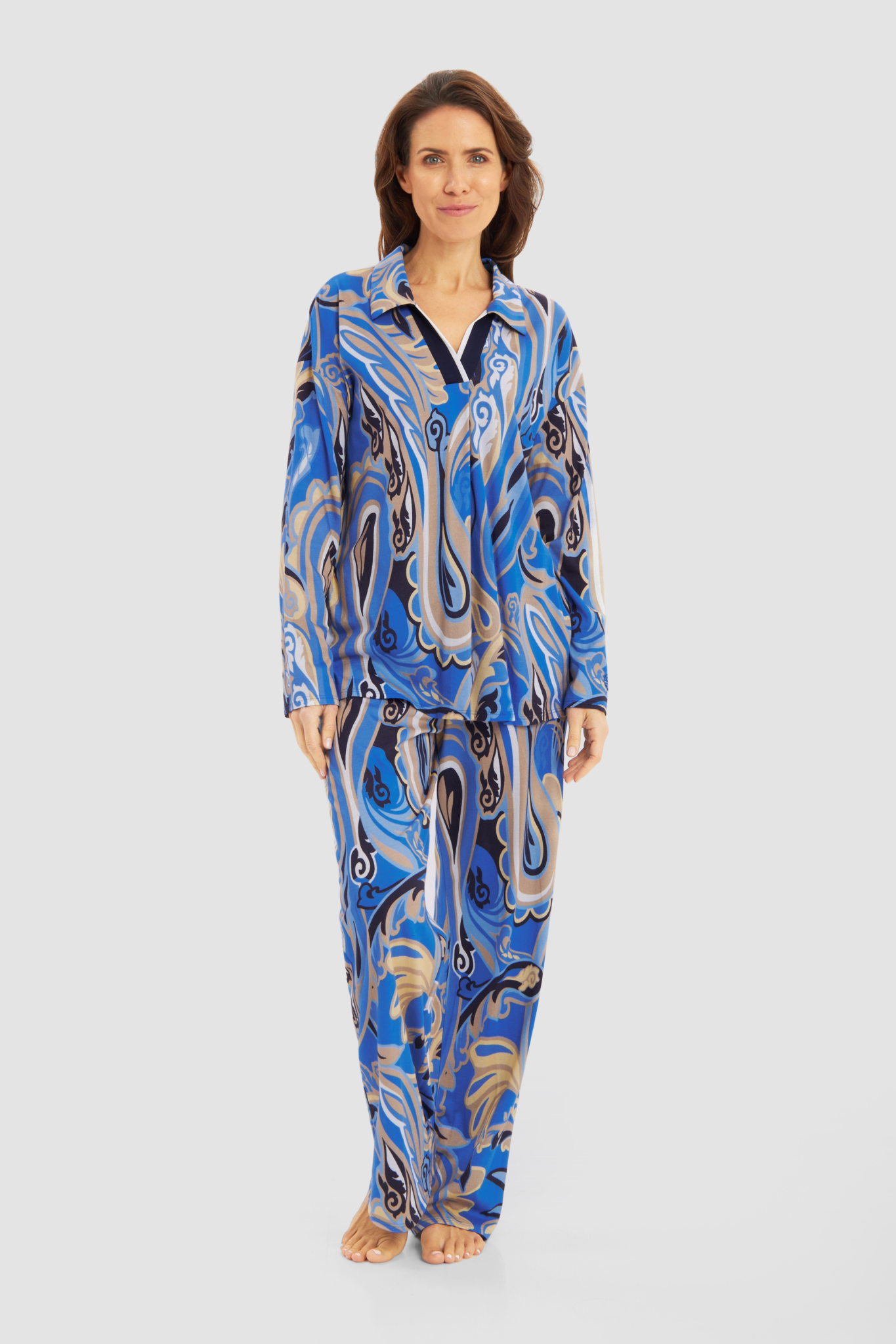 Féraud Pyjamas on model in Big Paisley