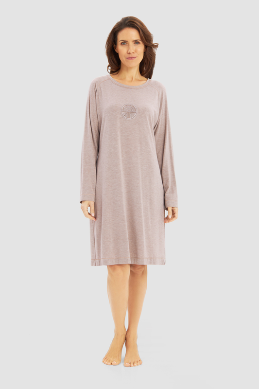 Féraud Nightgown on model in Heather Sand