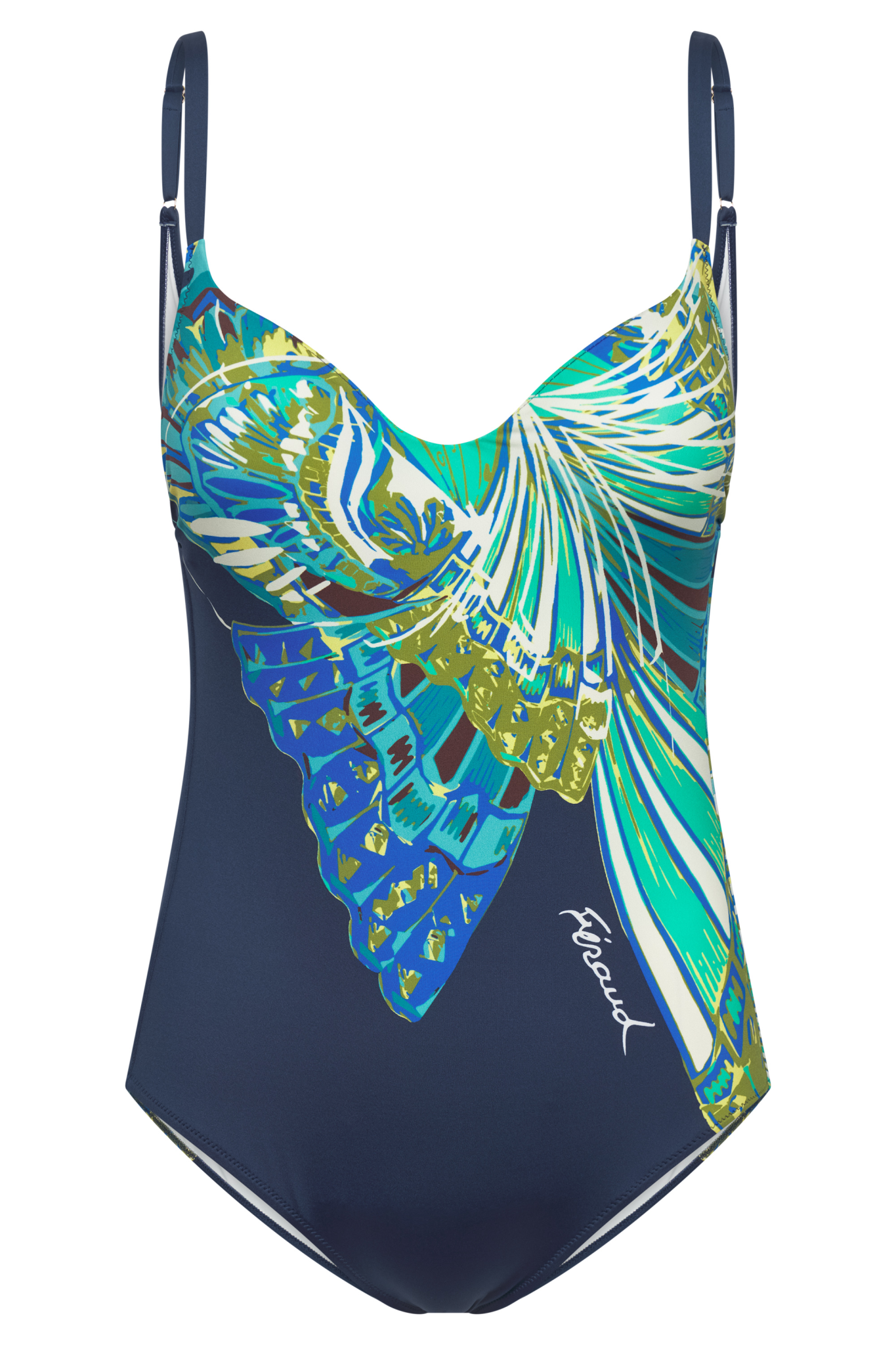 Féraud Swimsuit front view in Butterfly Print