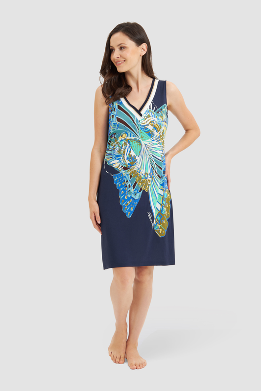 Féraud Beach Dress on model in Butterfly Print