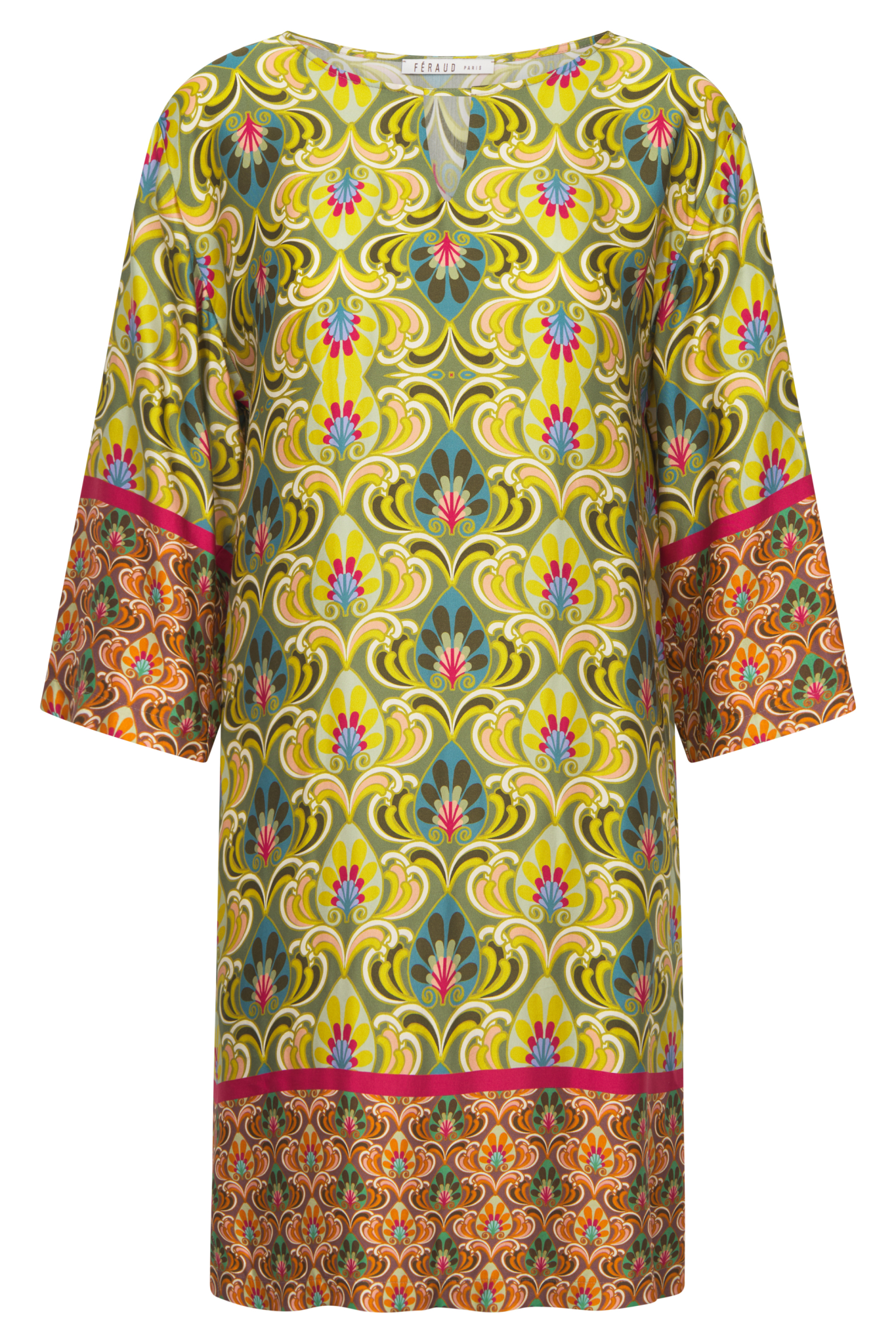 Féraud Beach Dress front view in Ornamental Mix