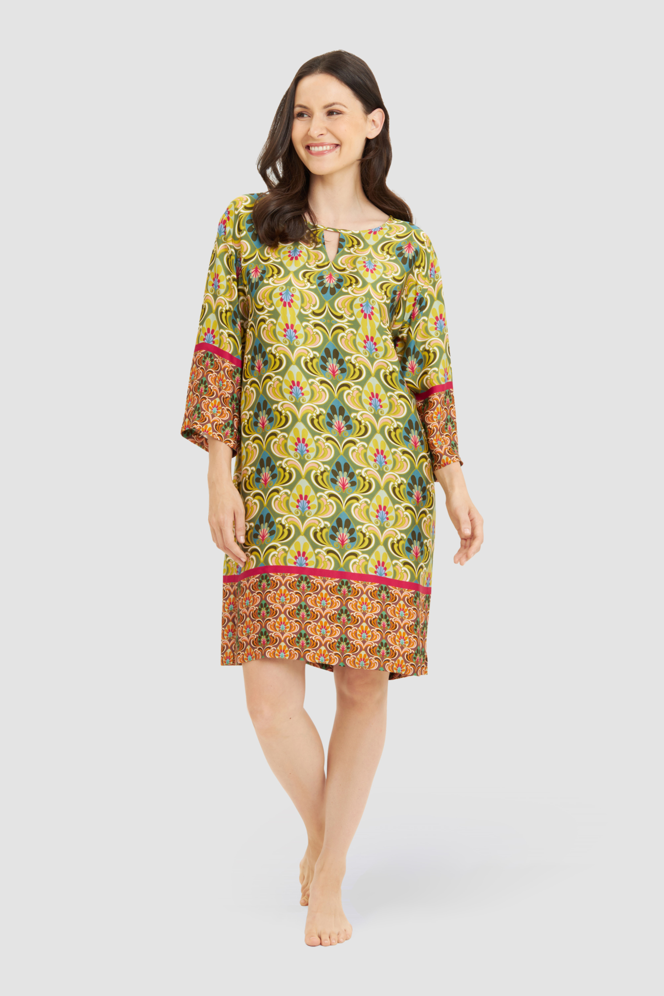 Féraud Beach Dress on model in Ornamental Mix