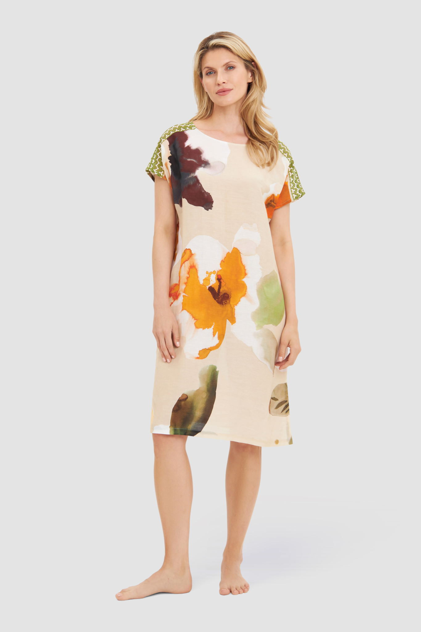 Féraud Beach Dress on model in Multicolor Flowers