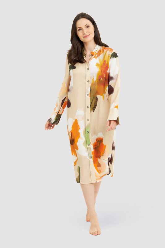 Féraud Beach Dress on model in Multicolor Flowers