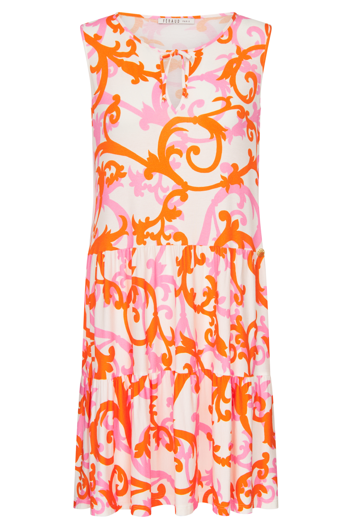 Féraud Beach Dress front view in Ornamental Print