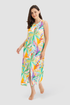 Féraud Beach Dress on model in Multicolor Leaves