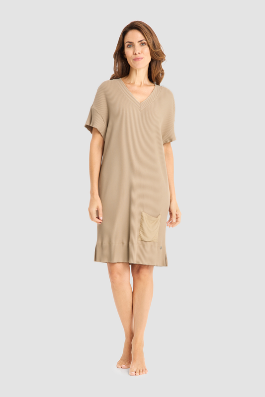 Féraud House Dress on model in Sand