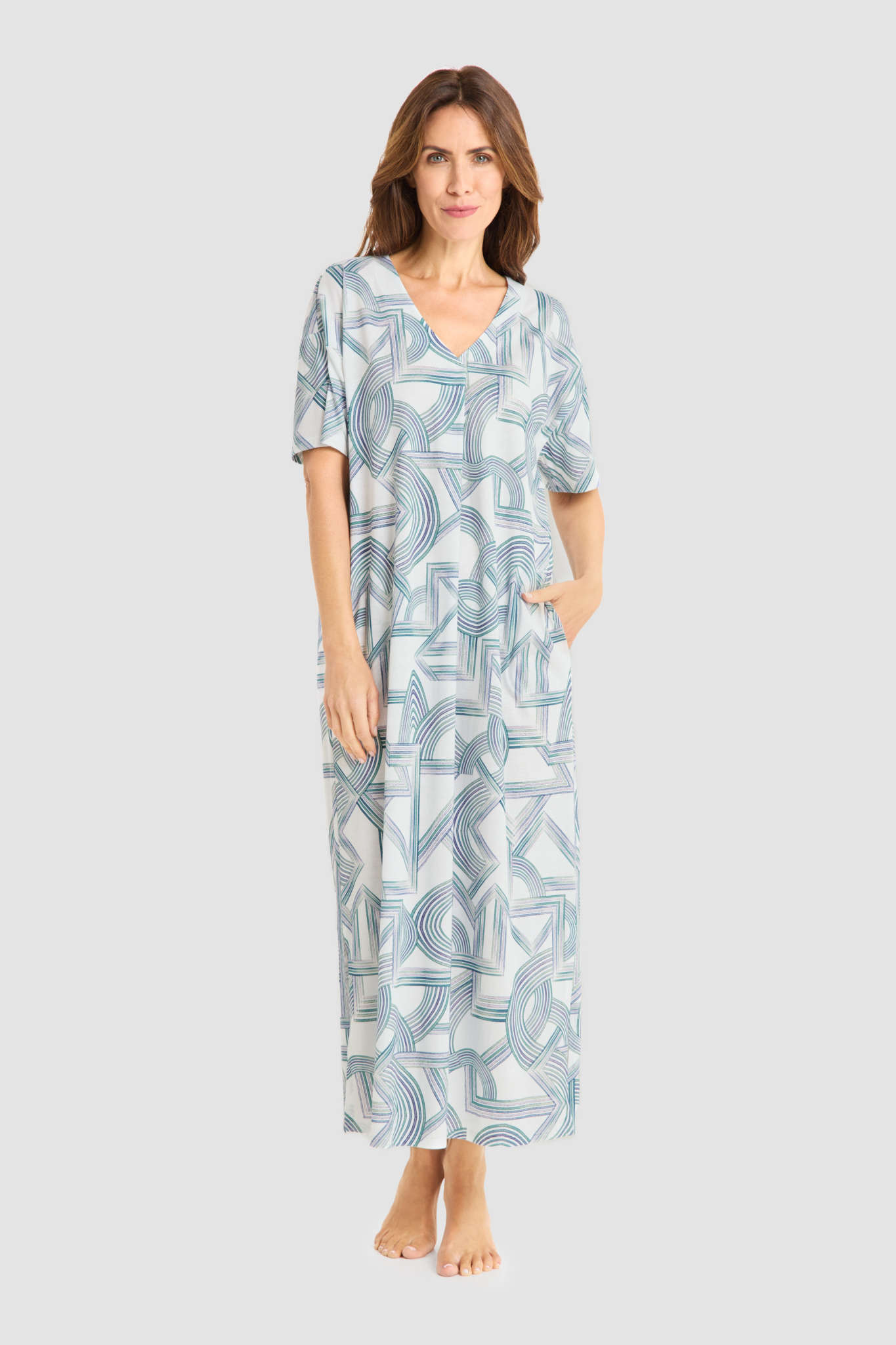 Féraud Nightgown on model in Graphic Print
