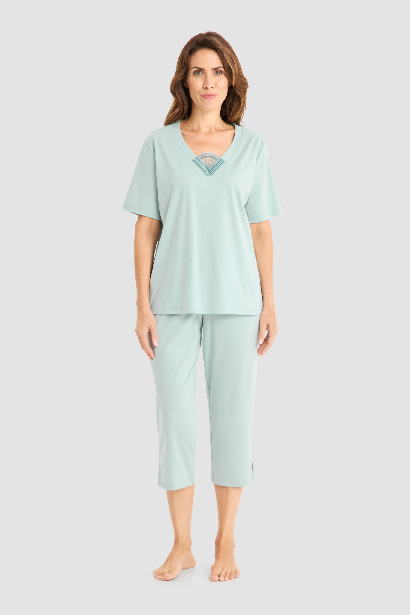 Féraud Pyjamas on model in Light Jade