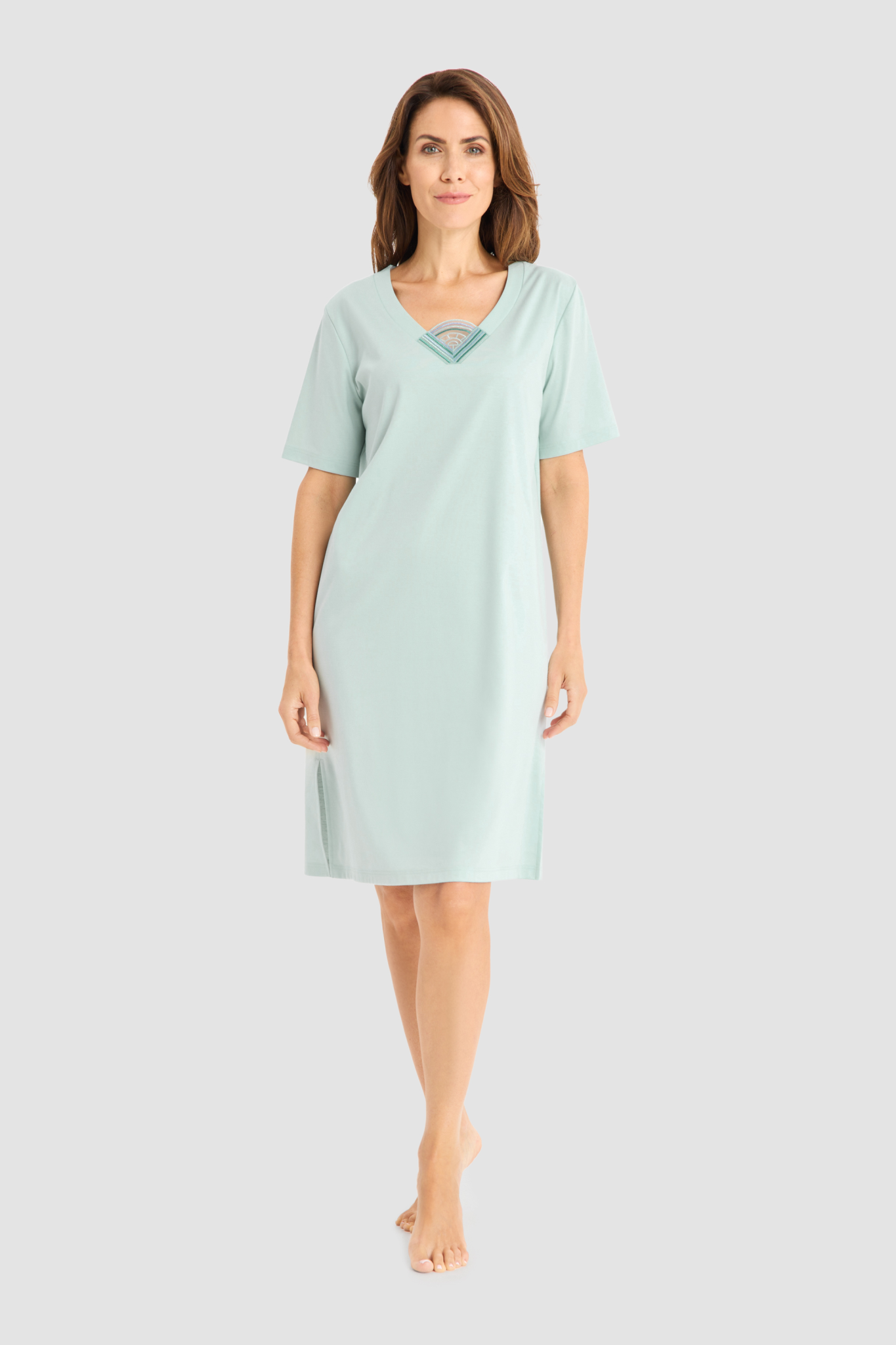 Féraud Nightgown on model in Light Jade