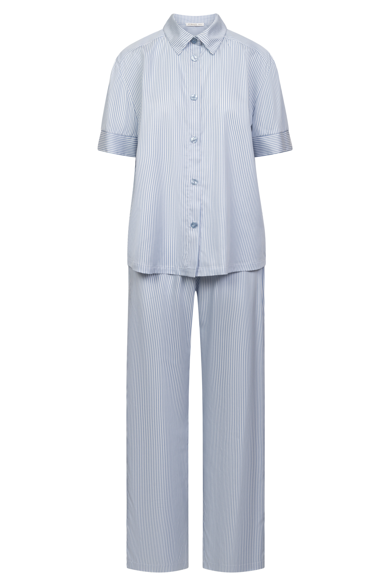 Féraud Pyjamas front view in Stripe Blue