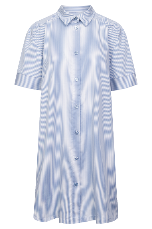 Féraud Nightgown front view in Stripe Blue