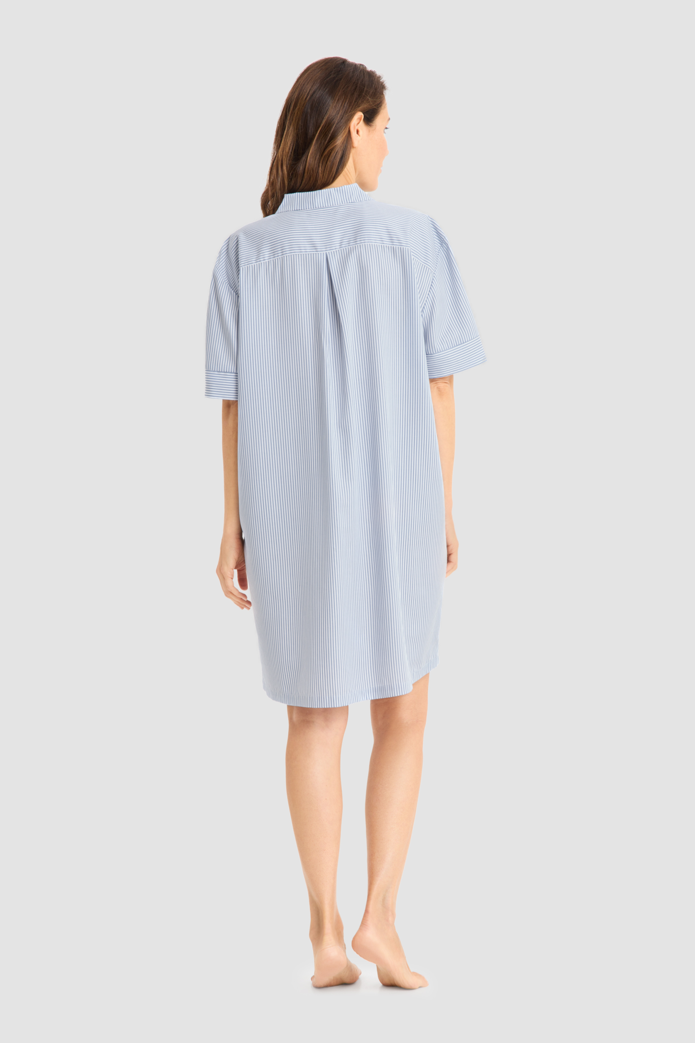 Féraud Nightgown back view in Stripe Blue