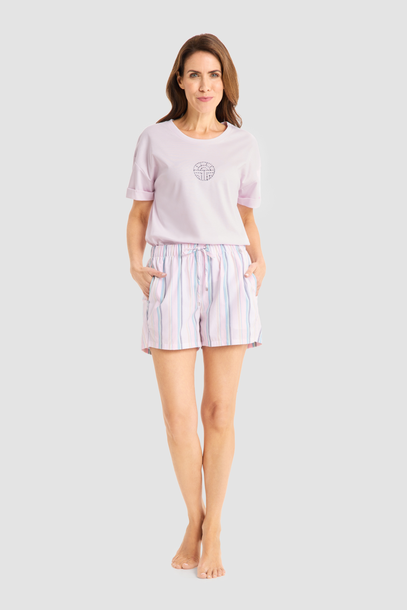 Féraud Lounge Pants on model in Stripe Multicolor